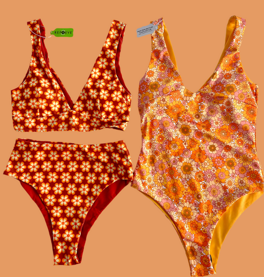 Lucy Retro Floral V Neck One Piece